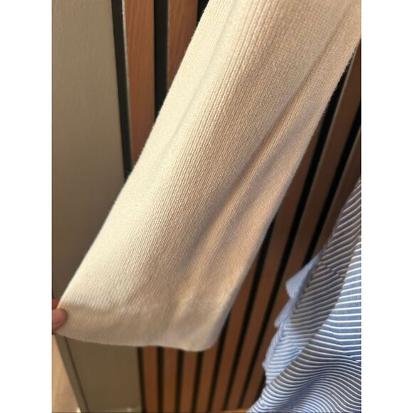 Banana republic sweater large white/ivory with cut out back cotton blend w flare - Picture 2 of 8